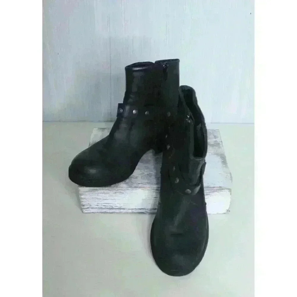 B.O.C. Buckle Brown Leather Moto Boots Size‎ Women’s 7.5